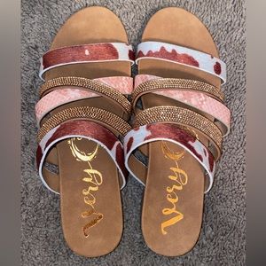 Very G strappy cowhide and rose gold sandals